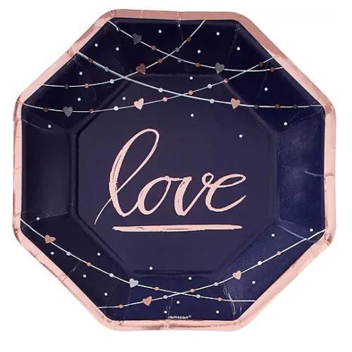 Metallic Navy Love Dinner Plates