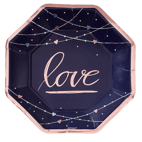 Metallic Navy Love Dinner Plates