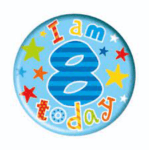 I am 8 Blue Star Jumbo Badge