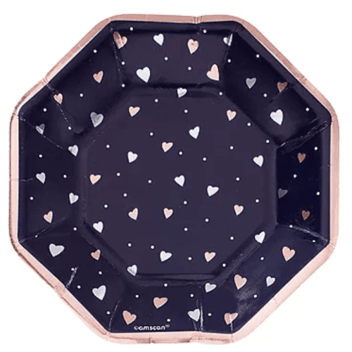 Metallic Navy Love Dessert Plates