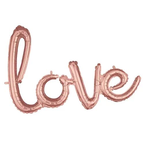 Air-Filled Rose Gold Love Cursive Letter Foil Balloon Banner