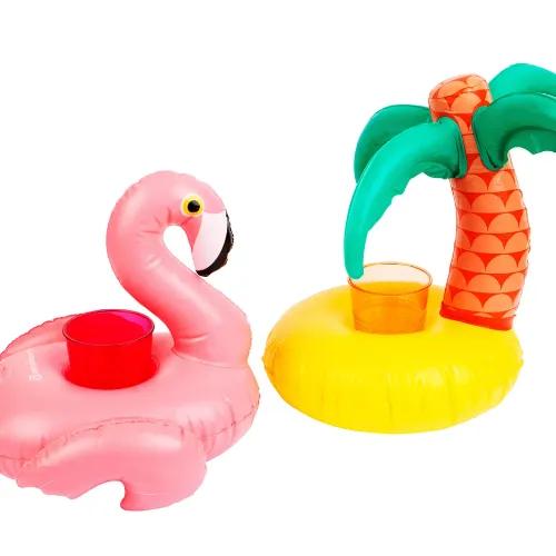 Flamingo & Palm Drink Floats 2Ct