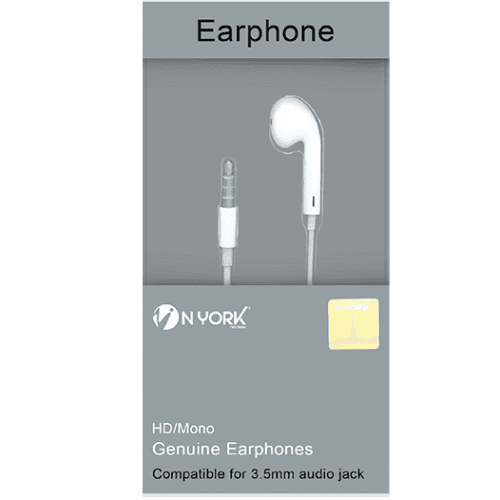 Nyork Mono In Ear Earphone 3.5mm White-NYE17