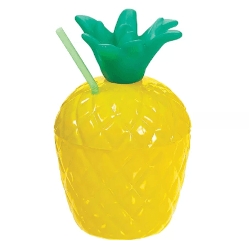 Pineapple Plastic Cup With Straw, 10Oz