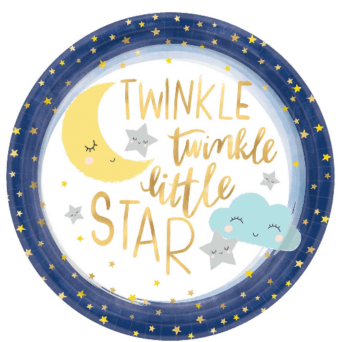 Twinkle Little Star Metallic Lunch Paper Plates