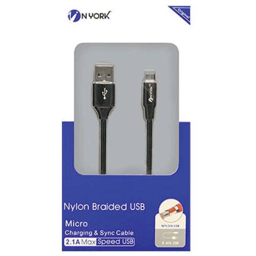 NYORK NYU-437 Nylon Micro USB Cable 2.1A Fast Charging 2M.