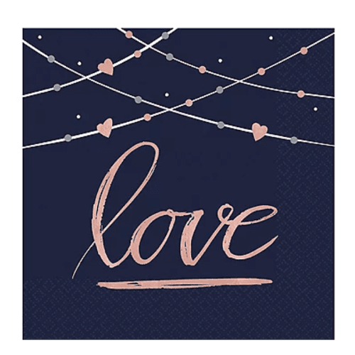 Navy Love Beverage Napkins