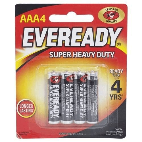 AAA4 EVEREADY SUPER HEAVY DUTY BATTERIES 4 PCS