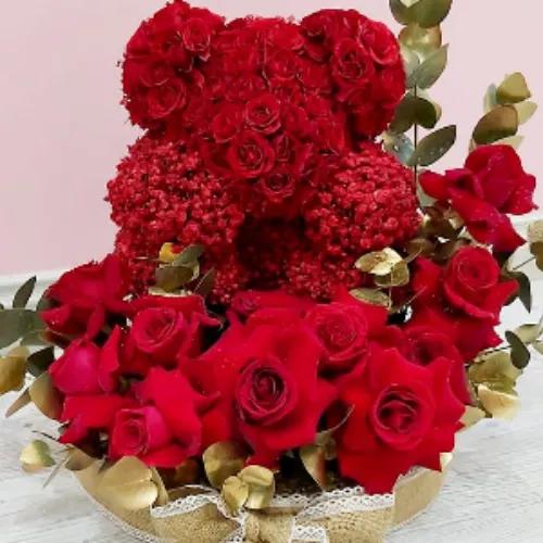 Red Rose Teddy Bear For Valentines Day