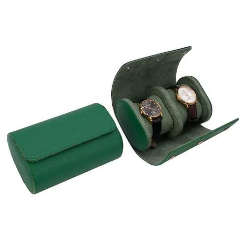 2 Slots Travel Watch Roll Case Green Color