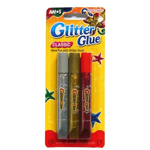 Amos Glitter Glue Multicolor 10.5ml GCL10B3 3-Piece