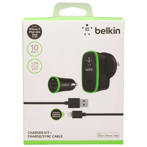 Belkin Charge Kit Power Bank + Home & Car Charge + Cable For iPhone