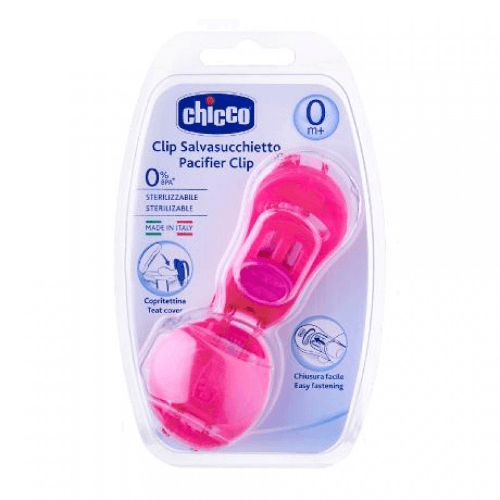 Chicco Clip With Teat Cover Pink