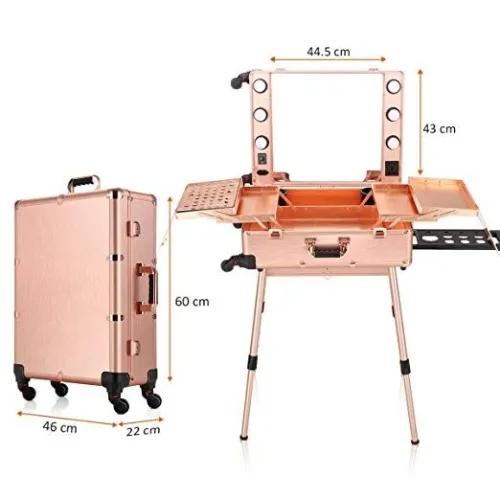 Makeup Trolley Mirror Case-rose Gold