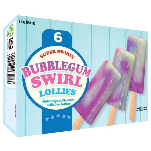 Iceland Bubblegum Swirl Lollies 6Pk