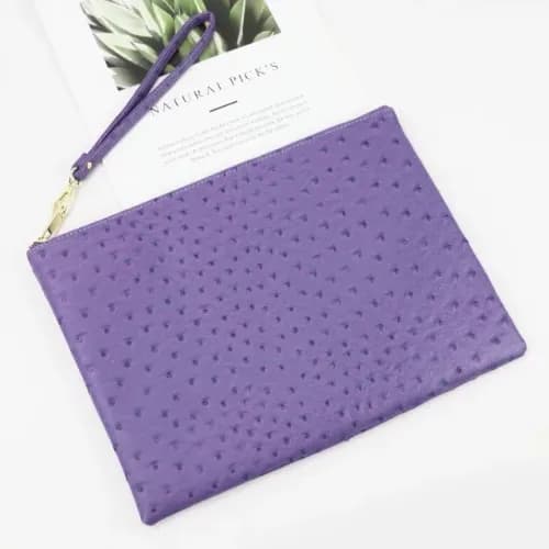 Vegan Animal Print Leather Clutch Handbag - Purple