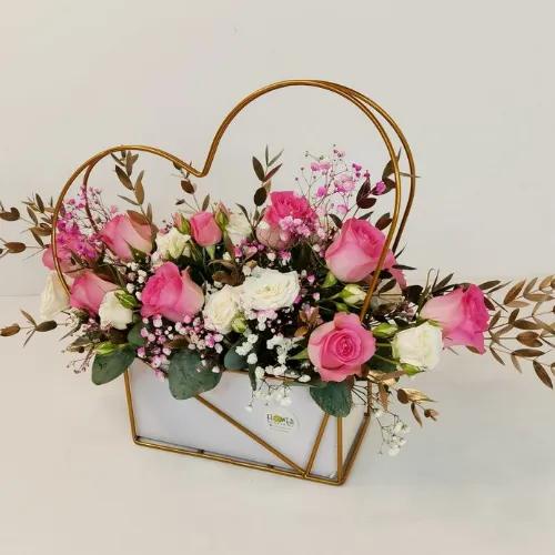 Pink Love Flower Basket  1