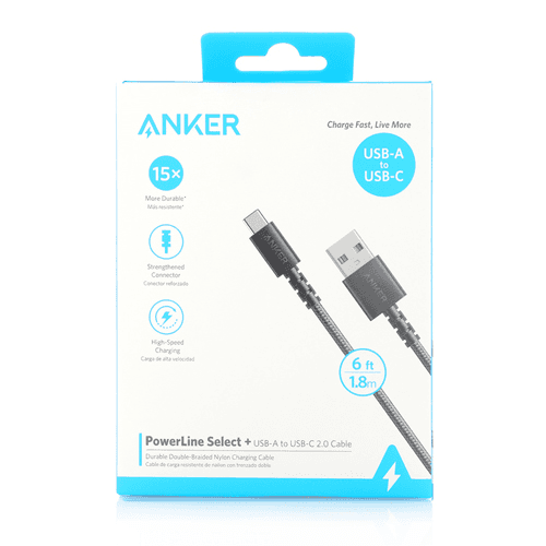 Anker Powerline Select + USB-A To USB-C 2.0 Cable 6ft 1.8M