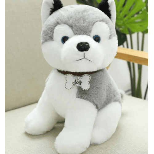 Fur Soft Husky With Name Tag  Soft Toy 40Cm