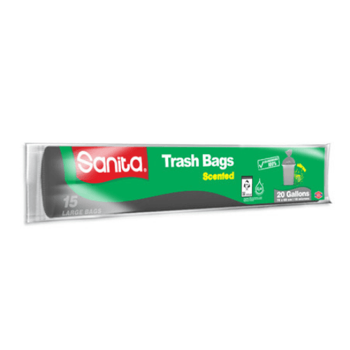 Sanita Trash Bags Scented Large 20 Gallons Size 78 X 68cm 18 Microns 15pcs