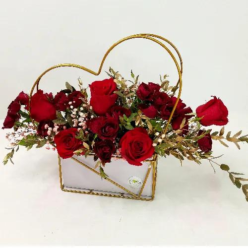 Red Love Flower Basket 1