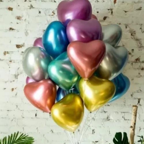 Helium Metallic Balloon Latex Heart Mix