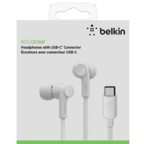 Belkin ROCKSTAR Headphones with USB-C Connector White