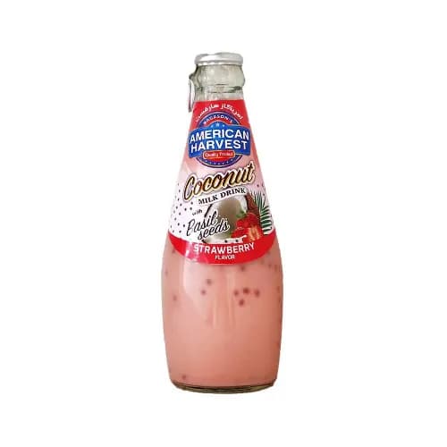 American Harvest Coconut Milk Nata De Coco Strawberry 290 Ml