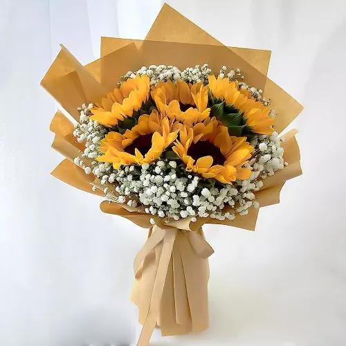 Ravishing Sunflowers Beautifully Tied Bouquet