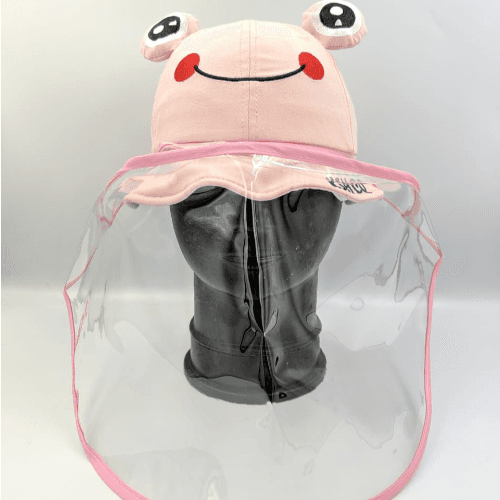 Kids Hat with Face Shield Frog Pink (52 Size)