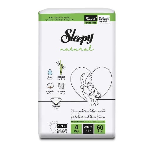 Sleepy Natural Diapers No.4 7-14Kg 60Pcs
