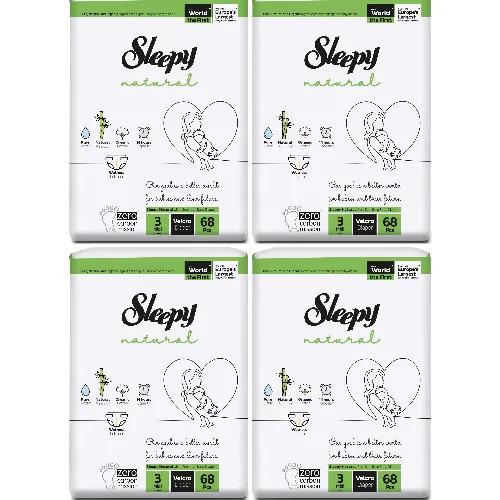 Sleepy Natural Diapers No.3-Eco Package 4-9Kg 4x68Pcs