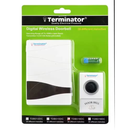 Terminator Digital Wireless Door Bell. 1 Receiver & 1 Bell