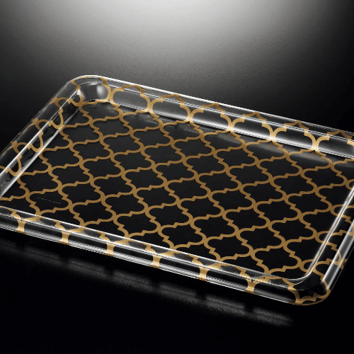 02-646 Acrylic Traditional Tray Clear 'W Gold Printing 75X54Cm , T. 3.3Mm - 6251882016762 