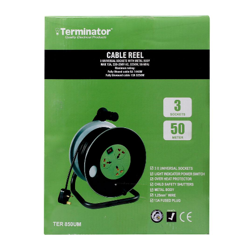 Terminator 3 Way Universal Extension Reel Socket 50M