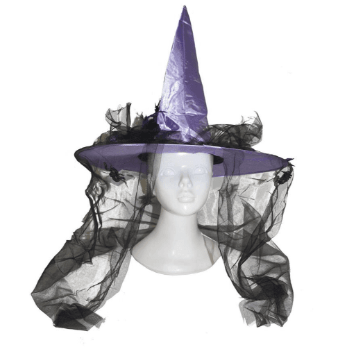 Witch Hat Purple with Black Veil