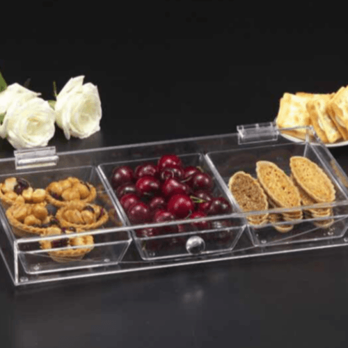 02-338 Acrylic Candy Box With 3 Compartment/ Vague S. 37*19.3*6.2