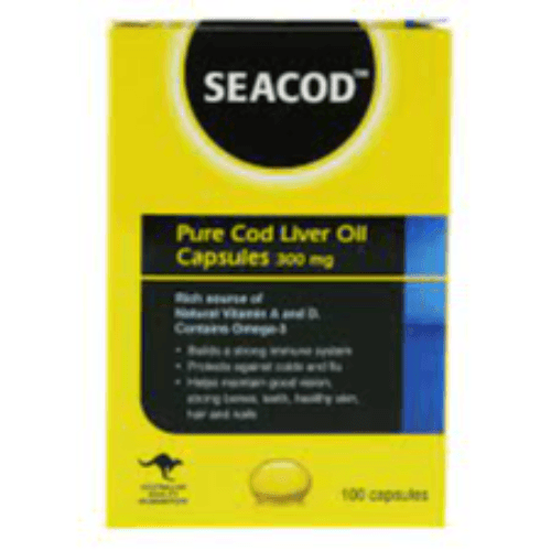 Seacod Pure Cod Liver Oil 300 mg Caps 100'S