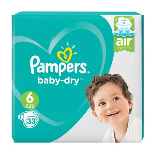 Pampers Baby-Dry Diapers Size 6 (13-18Kg) 33 Per Pack