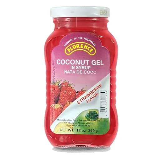 Florence Coconut Gel In Syrup Nata De Coco Strawberry 340Gm