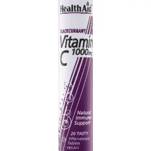 Health Aid Vitamin C 1000 Effervescent Blackcurrant 20 Tablets