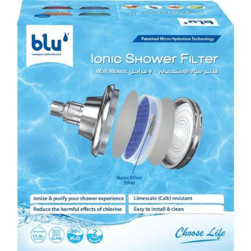 Blu Long Shower Filter Wall Mount 7 Stage Shower Filtration System 1 Piece