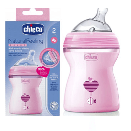 Chicco Natural Feeding Plastic Pink Biberone 250ml