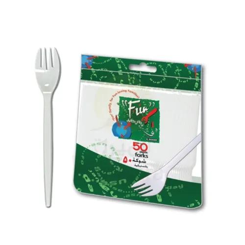 Fun Everyday Disposable Plastic Fork Set 6.5 inch White Pack of 50