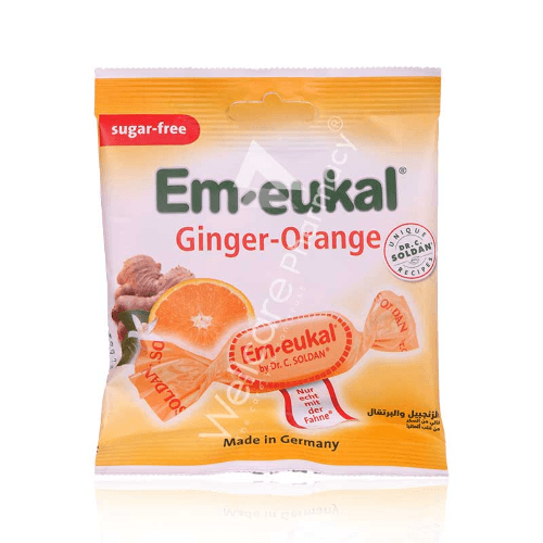 Em-Eukal Ginger-Orange Drops Sugar Free 50G