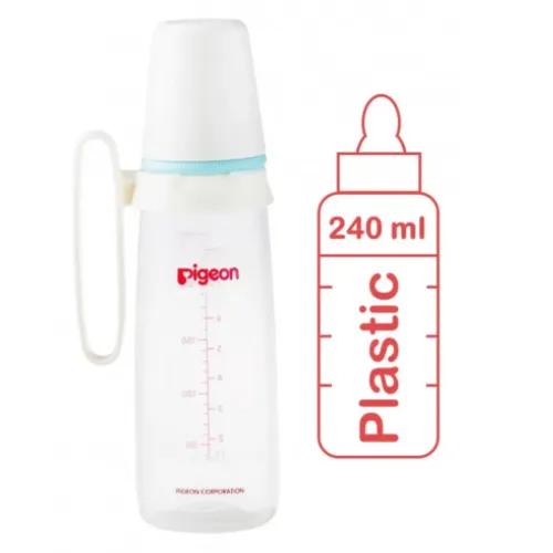 Pigeon Plasstic Bottle White W/ Handle 240 Ml