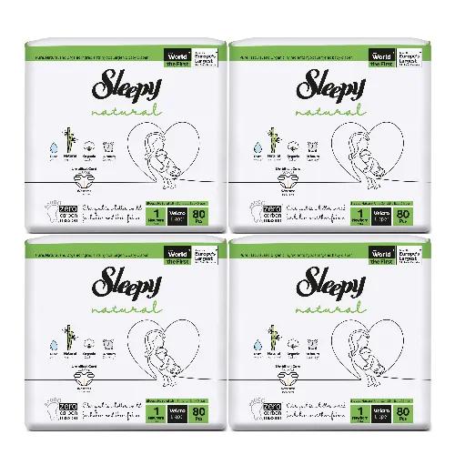 Sleepy Natural Diapers No.1 Eco Package 2-5Kg 4x80Pcs