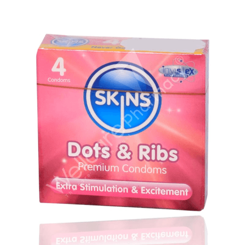 Skins Dots & Ribs Lubricated Condoms 4'S