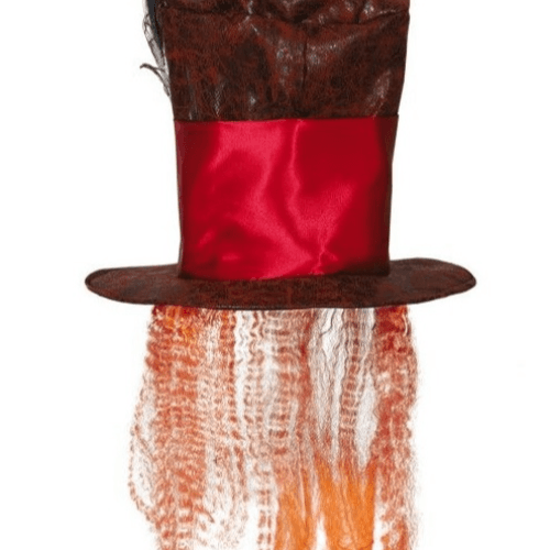 Brown Top Hat with Orange Wig