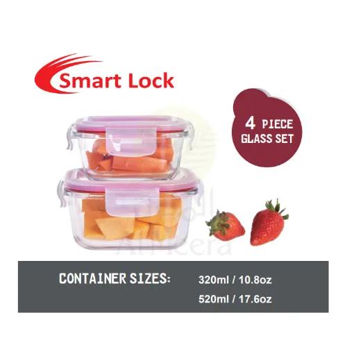 Smart Lock Glass Container Set 4Pc